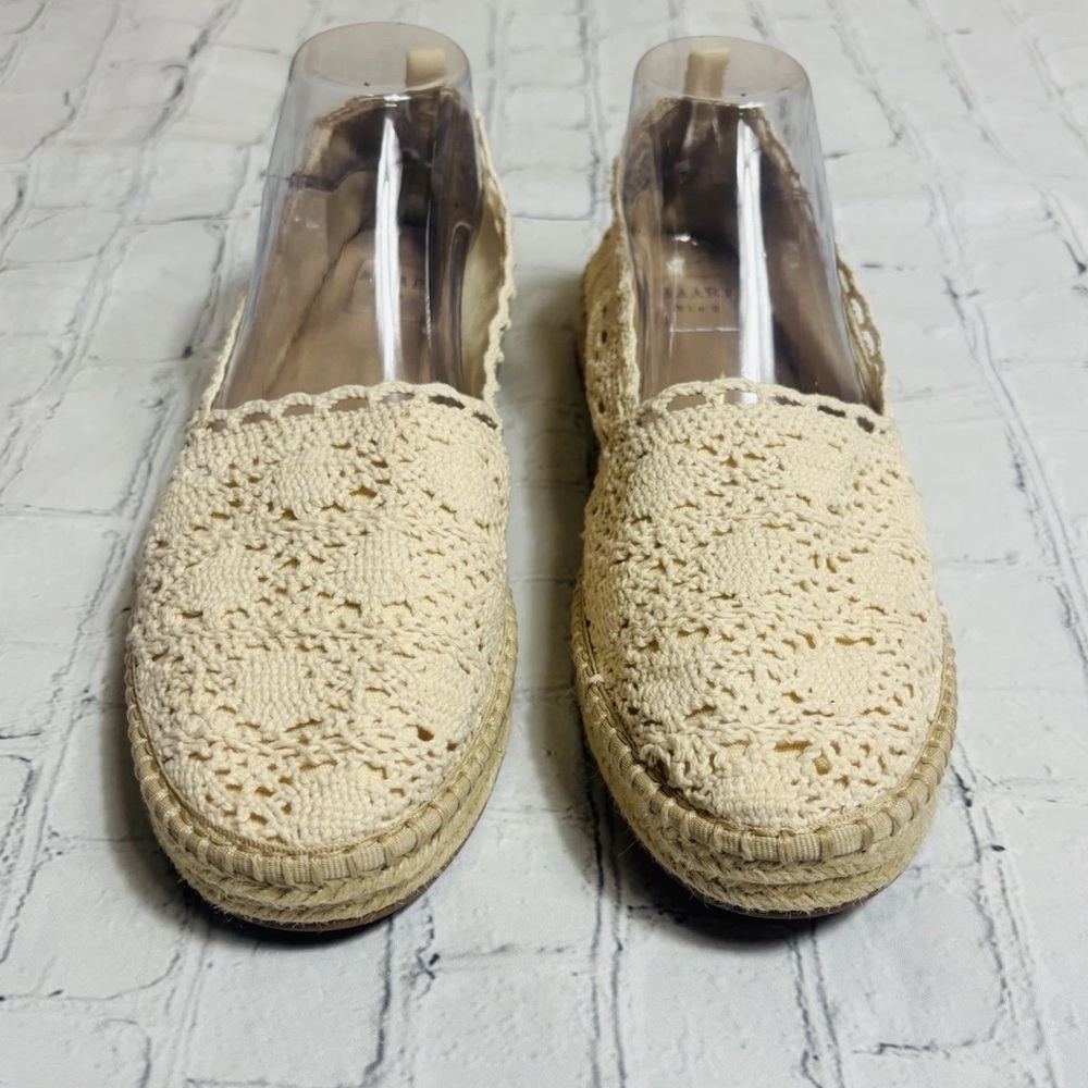 Kaari Blue Livi Womens 10 Cream Espadrille Crochet Lace Slip On Flat Loafer Shoe